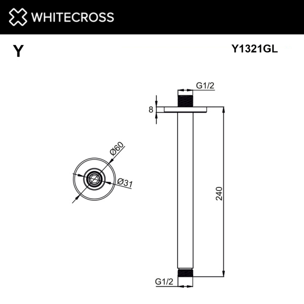 Кронштейн потолочный WHITECROSS Y Y1321GL золото гленцевое