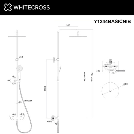Душевая стойка WHITECROSS Y Y1244BASICNIB никель брашированный