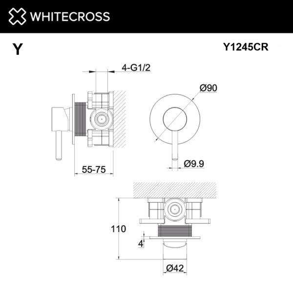 Смеситель встраиваемый WHITECROSS Y Y1245CR хром