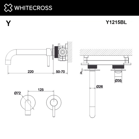 Смеситель для раковины WHITECROSS Y Y1215BL черный матовый