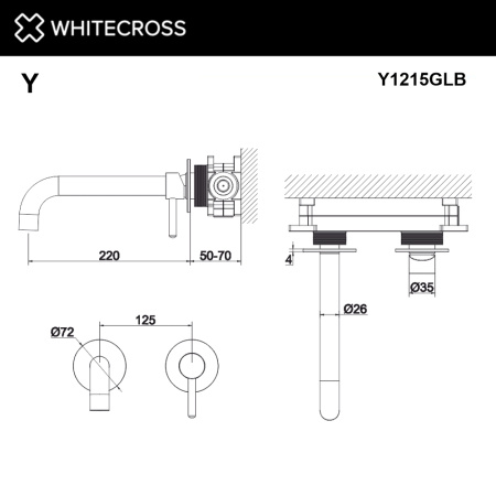 Смеситель для раковины WHITECROSS Y Y1215GLB золото брашированное