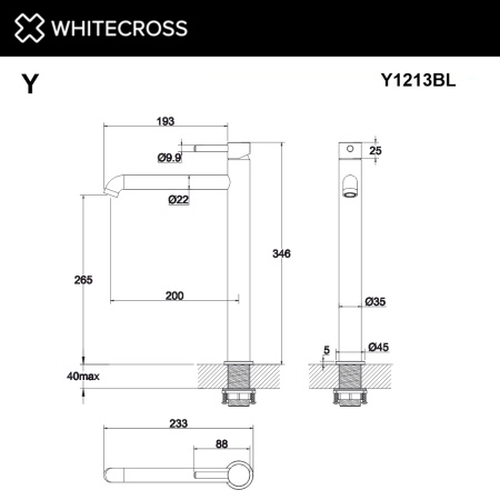 Смеситель для раковины XL WHITECROSS Y Y1213BL черный матовый