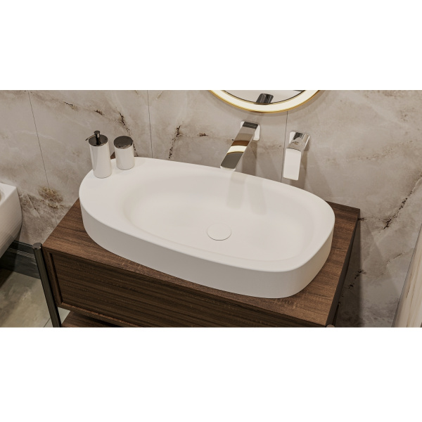 Раковина накладная WHITECROSS Moonstone F 0732.070035.200 70х35 искусственный камень белый матовый