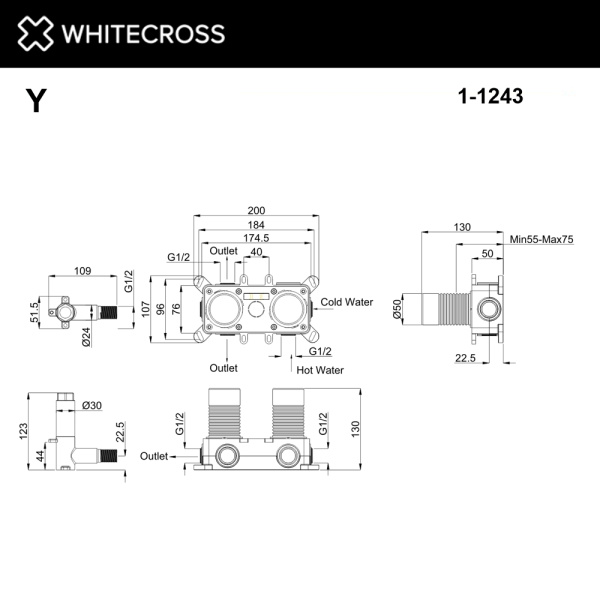 Встраиваемая часть смесителя WHITECROSS Y 1-Y1243 BOX