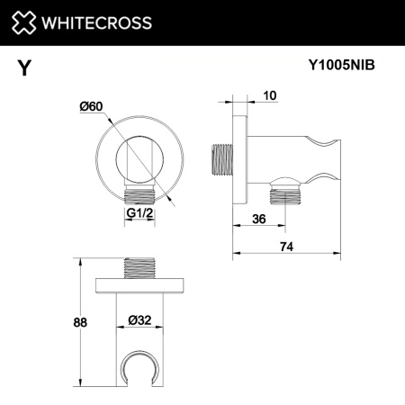 Шланговое подключение с держателем WHITECROSS Y Y1005NIB никель брашированный