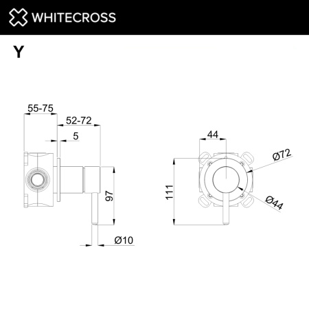 Смеситель встраиваемый для ванны и душа WHITECROSS Y Y1241CPB медь брашированная