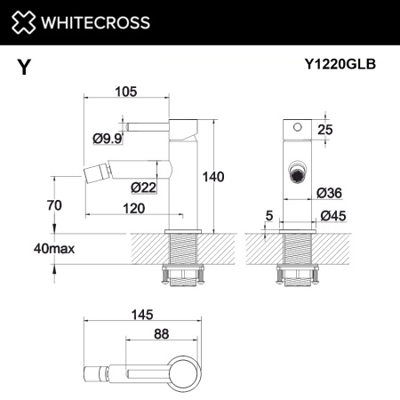 Смеситель для биде WHITECROSS Y Y1220CPB медь брашированная