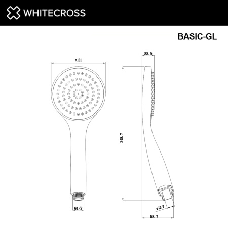 Душевая лейка WHITECROSS BASIC-GL золото гленцевое