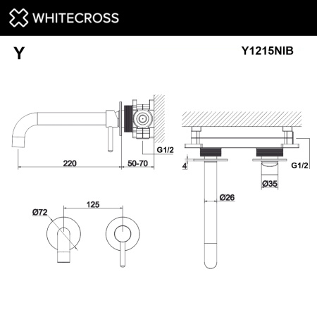 Смеситель для раковины L WHITECROSS Y Y1215NIB никель брашированный