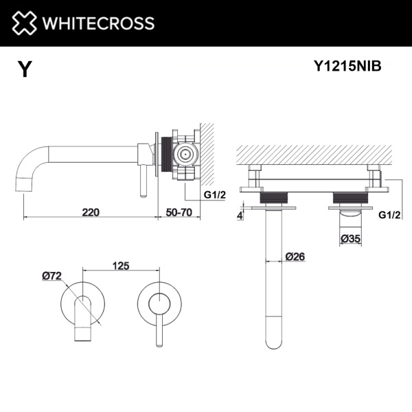 Смеситель для раковины L WHITECROSS Y Y1215NIB никель брашированный