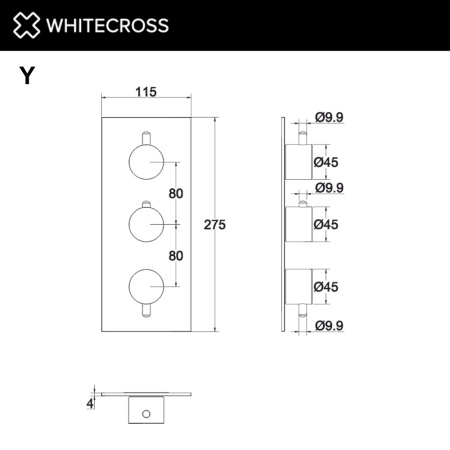 Внешняя часть встраиваемого термостатического смесителя WHITECROSS Y 2-Y1238NIB никель брашированный