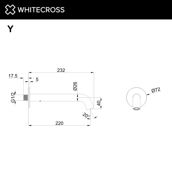 Излив WHITECROSS Y Y1202CPB медь брашированная