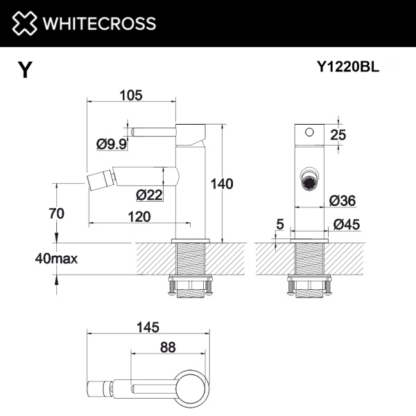 Смеситель для биде WHITECROSS Y Y1220BL черный матовый