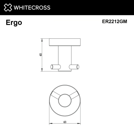 Крючок двойной WHITECROSS Ergo ER2212GM графит