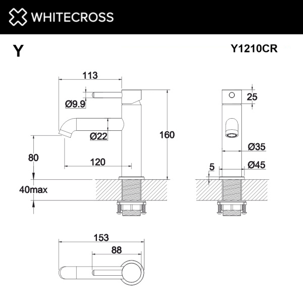 Смеситель для раковины S WHITECROSS Y Y1210CR хром