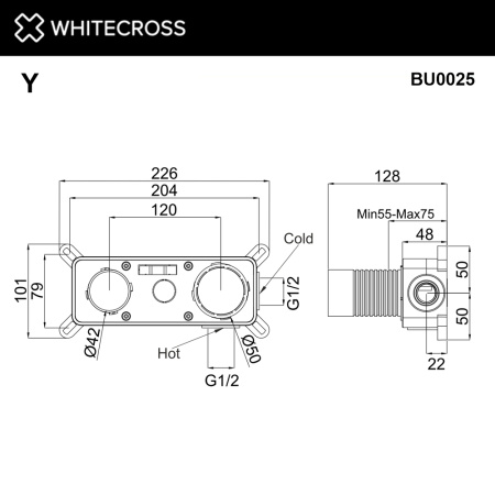 Встраиваемая часть смесителя WHITECROSS BU0025