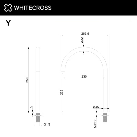 Излив отдельностоящий WHITECROSS Y Y1203CPB медь брашированная