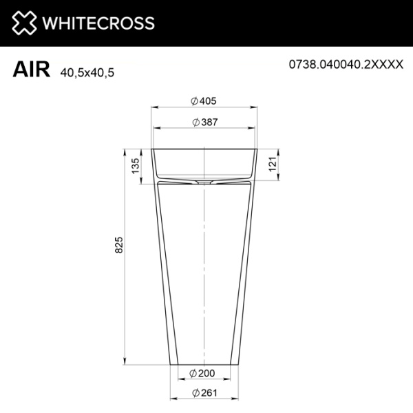 Раковина напольная WHITECROSS Air 0738.040040.2XXXX D=40.5 искусственный камень RAL матовый