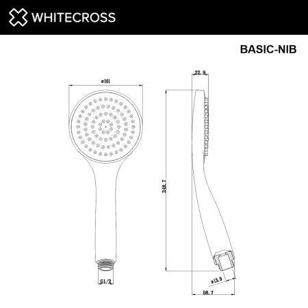 Душевая лейка WHITECROSS BASIC-NIB никель брашированный