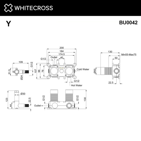 Встраиваемая часть смесителя WHITECROSS BU0042