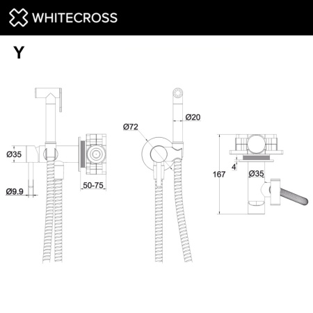 Внешняя часть гигиенического душа WHITECROSS Y 2-SYSYBI2GLB золото брашированное