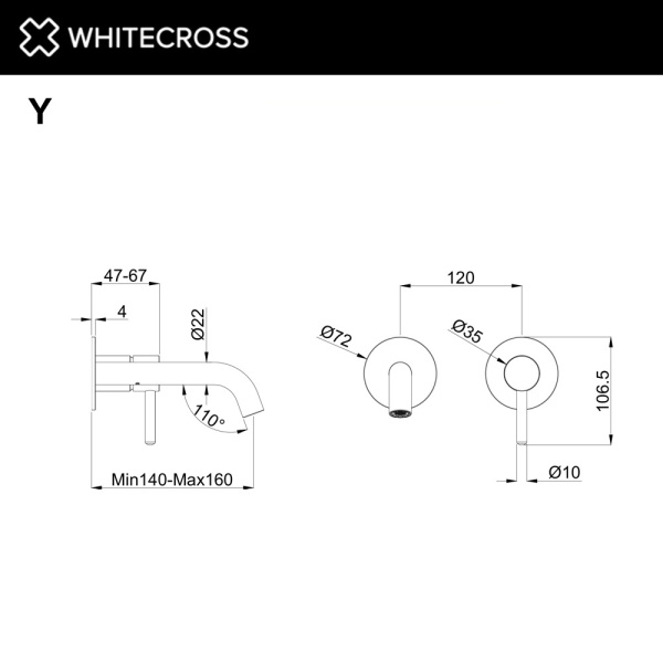Внешняя часть встраиваемого смесителя WHITECROSS Y 2-Y1226CPB медь брашированная