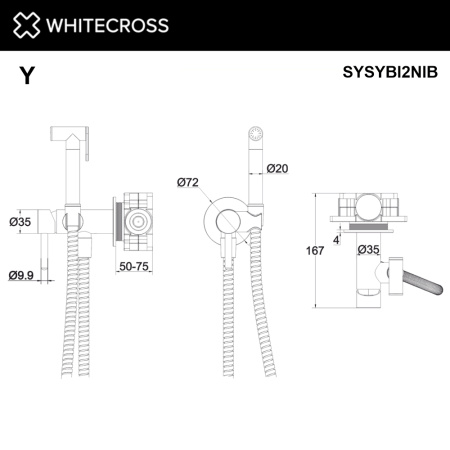 Внешняя часть гигиенического душа WHITECROSS Y 2-SYSYBI2NIB никель брашированный