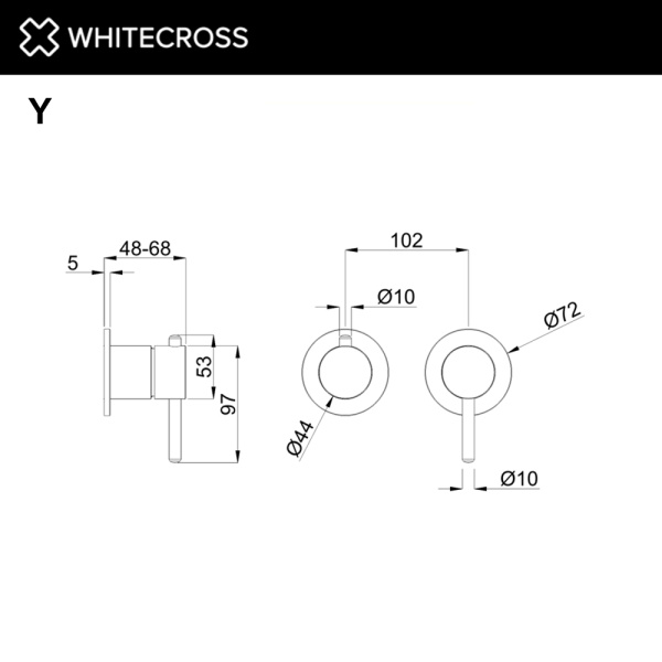 Внешняя часть встраиваемого смесителя WHITECROSS Y 2-Y1242NIB никель брашированный