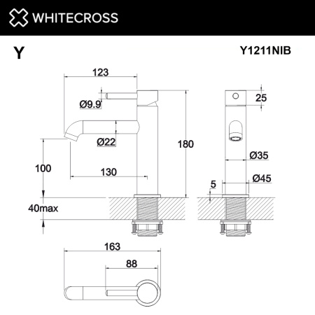 Смеситель для раковины M WHITECROSS Y Y1211NIB никель брашированный