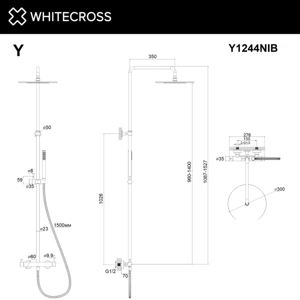 Душевая стойка WHITECROSS Y Y1244NIB никель брашированный