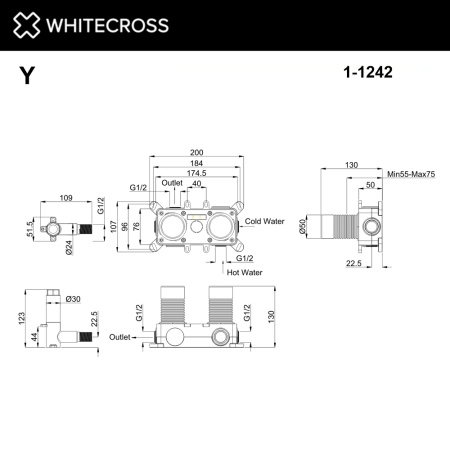 Встраиваемая часть смесителя WHITECROSS Y 1-Y1242 BOX