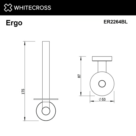 Держатель для запасного рулона туалетной бумаги WHITECROSS Ergo ER2264BL черный матовый
