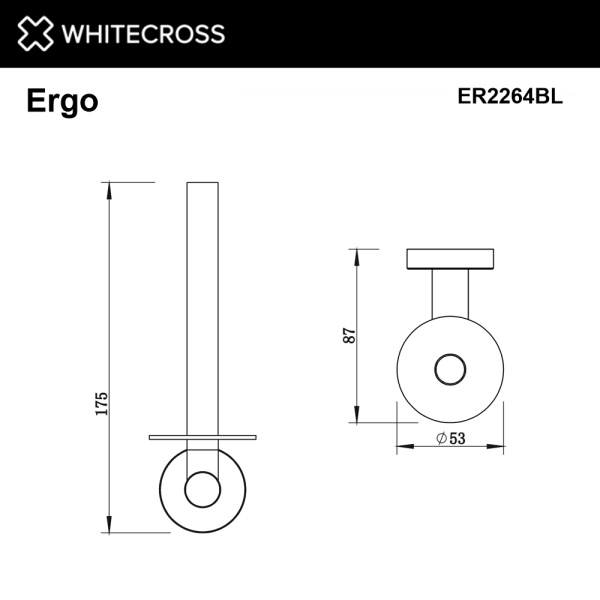 Держатель для запасного рулона туалетной бумаги WHITECROSS Ergo ER2264BL черный матовый