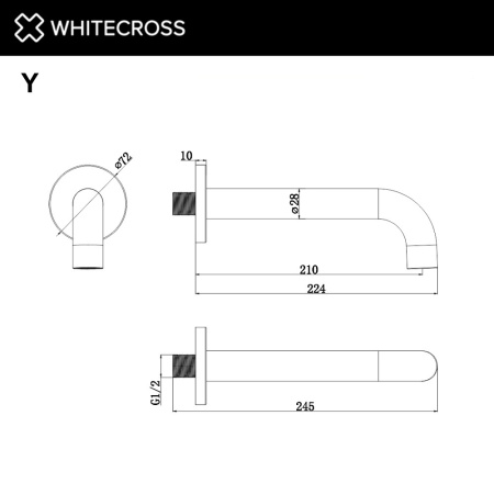 Излив WHITECROSS Y Y1200CPB медь брашированная