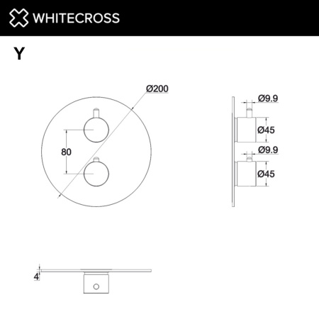 Внешняя часть встраиваемого термостатического смесителя WHITECROSS Y 2-Y1236GLB золото брашированное