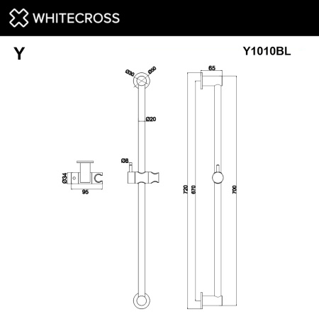 Душевая штанга WHITECROSS Y Y1010BL черный матовый