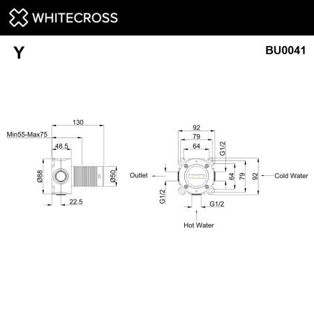 Встраиваемая часть смесителя WHITECROSS BU0041