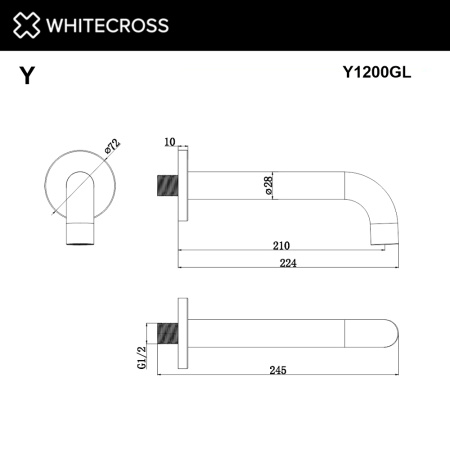 Излив WHITECROSS Y Y1200GL золото гленцевое