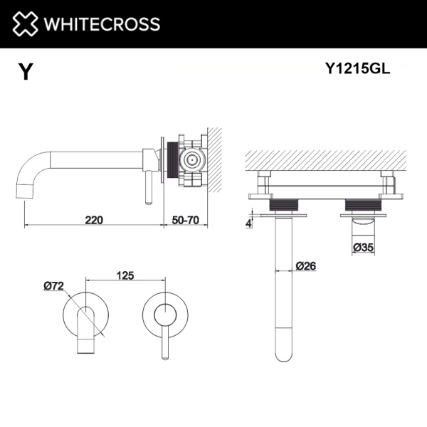 Смеситель для раковины WHITECROSS Y Y1215GL золото гленцевое