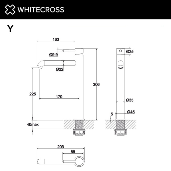 Смеситель для раковины L WHITECROSS Y Y1212CPB медь брашированная