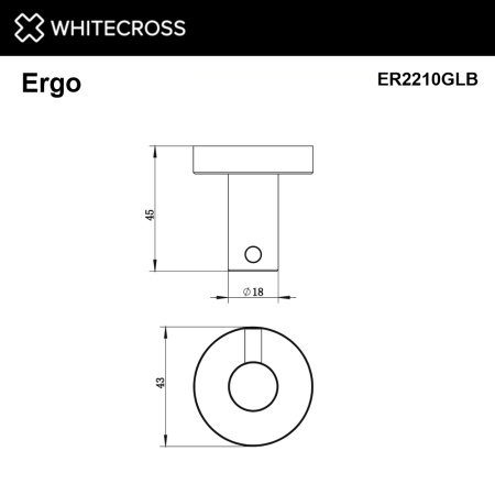 Крючок WHITECROSS Ergo ER2210GLB золото брашированное