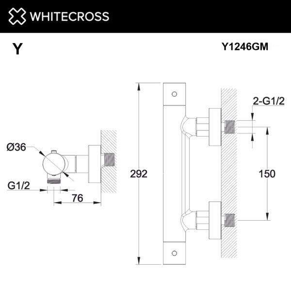 Смеситель для душа с термостатом WHITECROSS Y Y1246GM графит