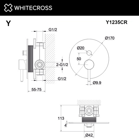 Смеситель встраиваемый WHITECROSS Y Y1235CR хром