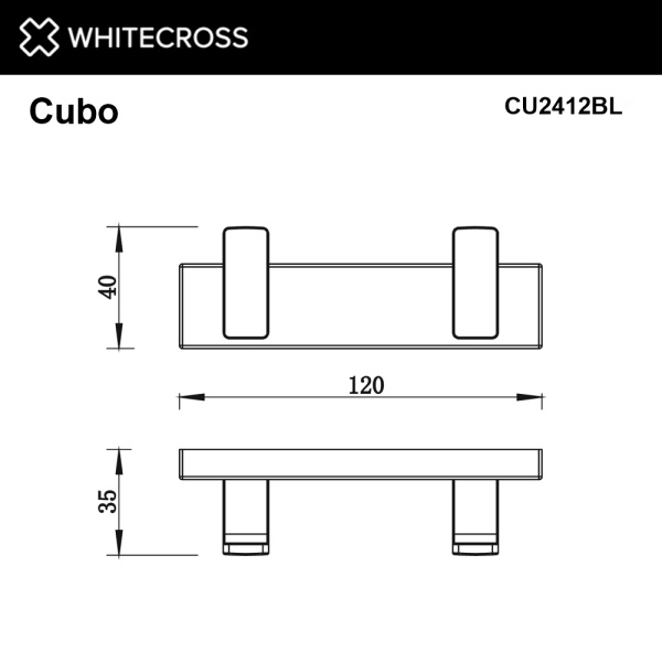 Крючок двойной WHITECROSS Cubo CU2412BL черный матовый